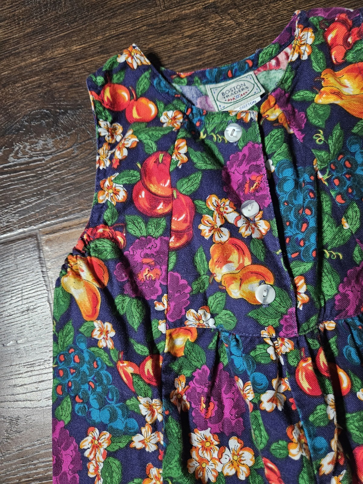 Vintage Boston Traders BUBBLE Romper Fruit Floral 90s Baby Cottage core