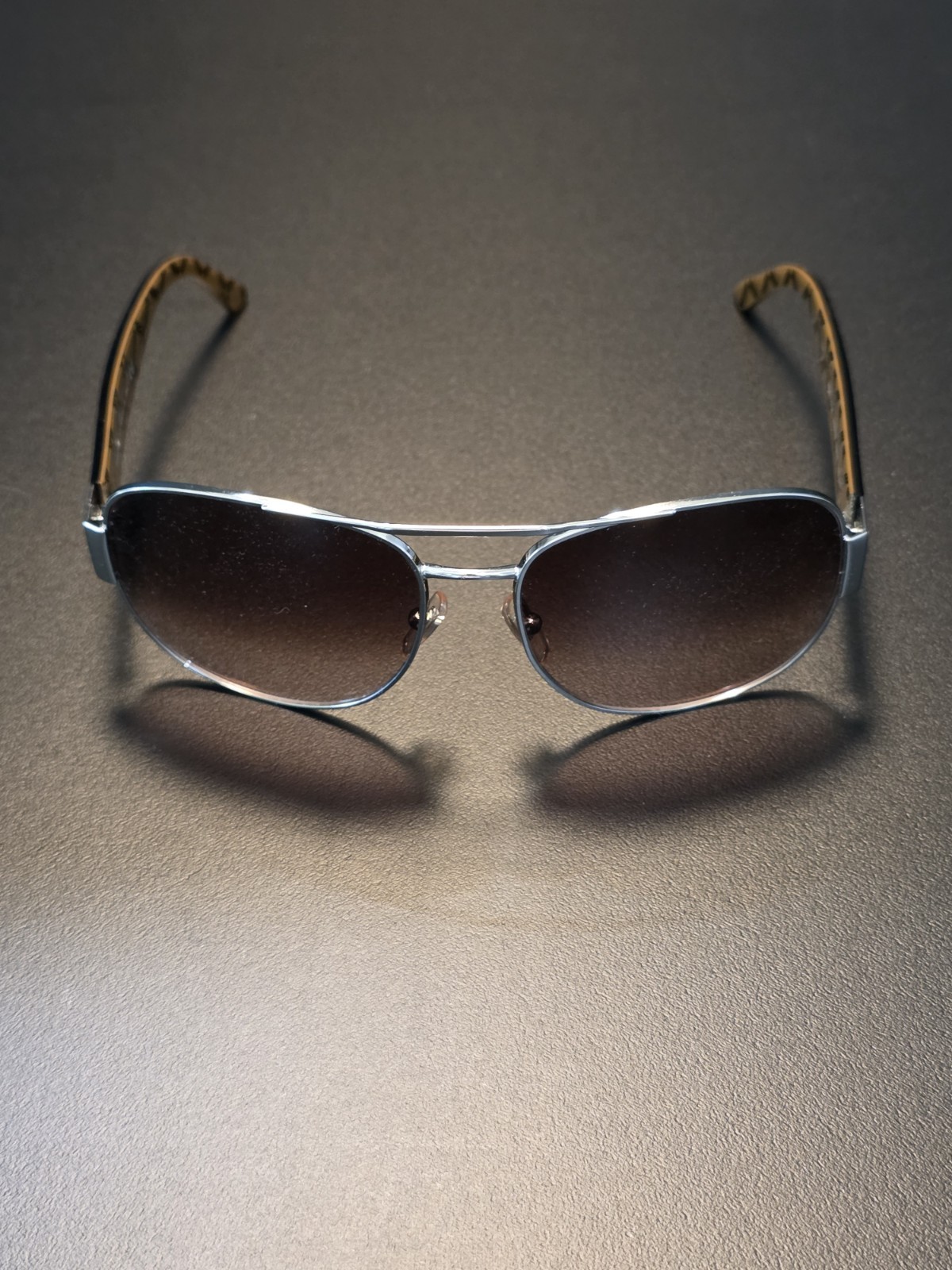 Versace MOD 2074 1000/13 Silver Wire Aviator Sunglasses Greek Key Mono 59☐16