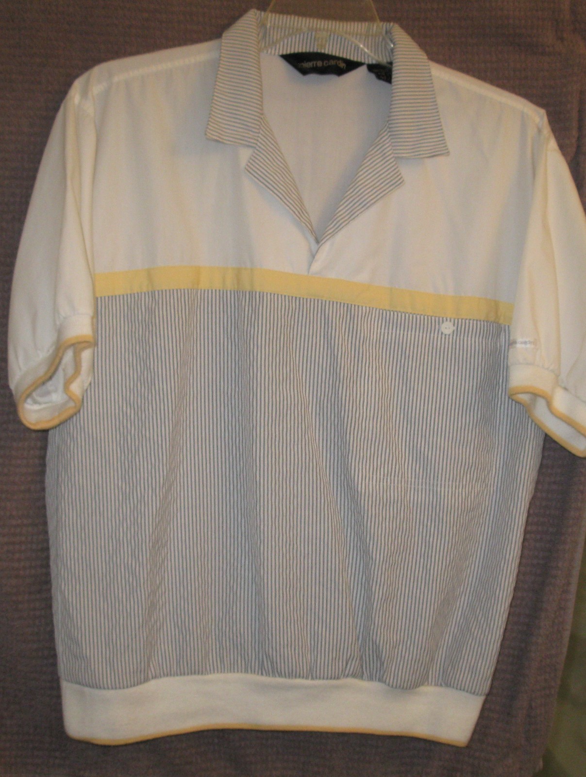 Vintage Pierre Cardin 1980’s era nylon/cotton blend striped shirt men’s large