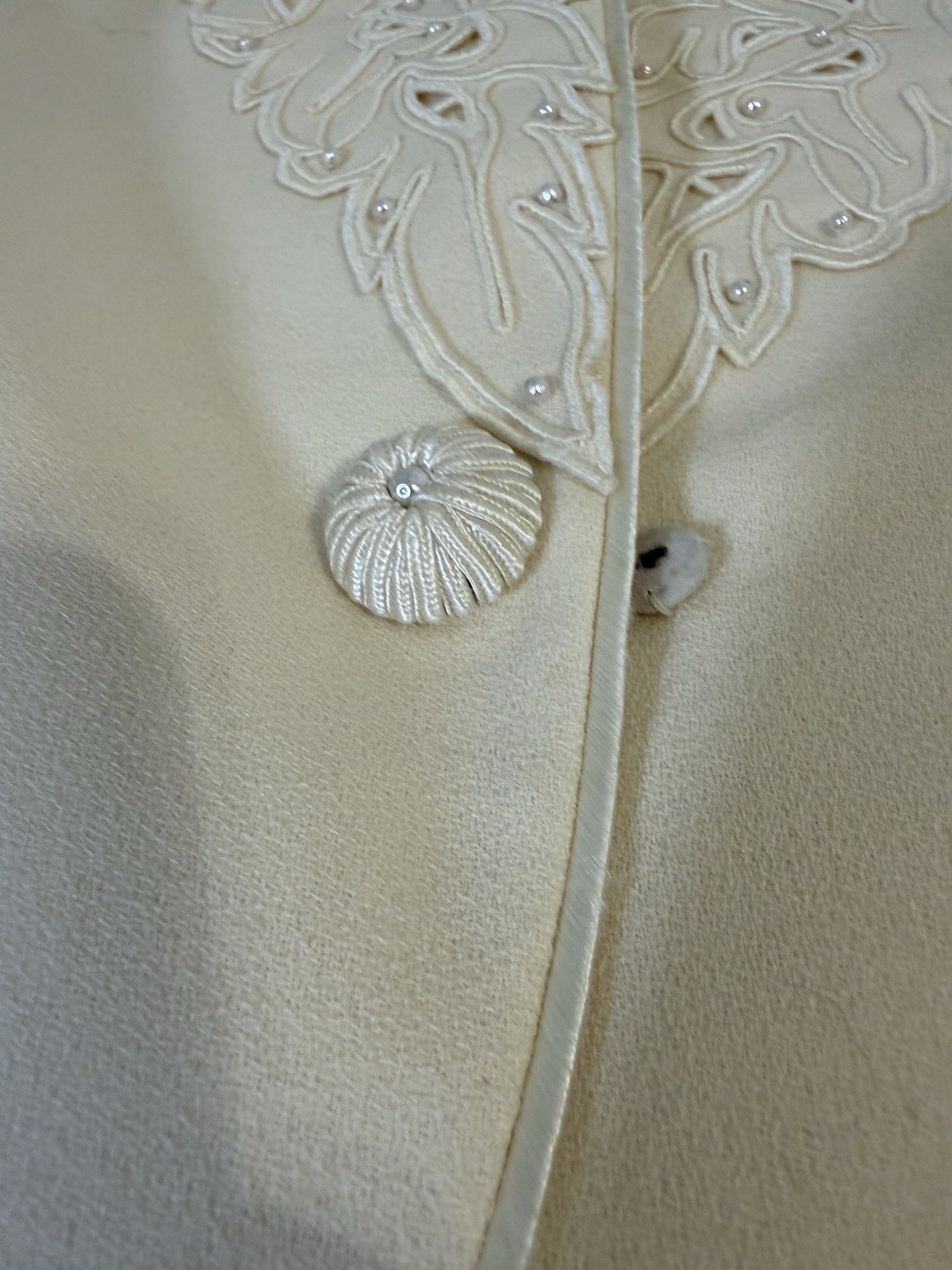 Vintage 1980s Nolan Miller Blazer Ivory 10 Wool Crepé Beaded Embroidered