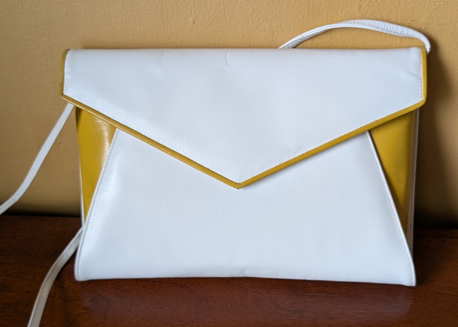 Vintage Zenith Purse Yellow & White Envelope with Original Tag
