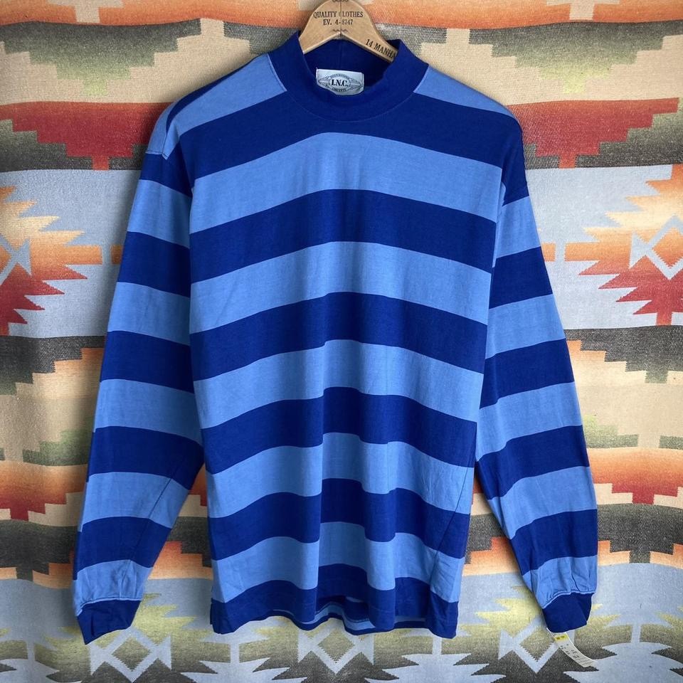 VTG 90s International Concepts INC Navy Blue Striped L/S T-shirt Mens Large NWT