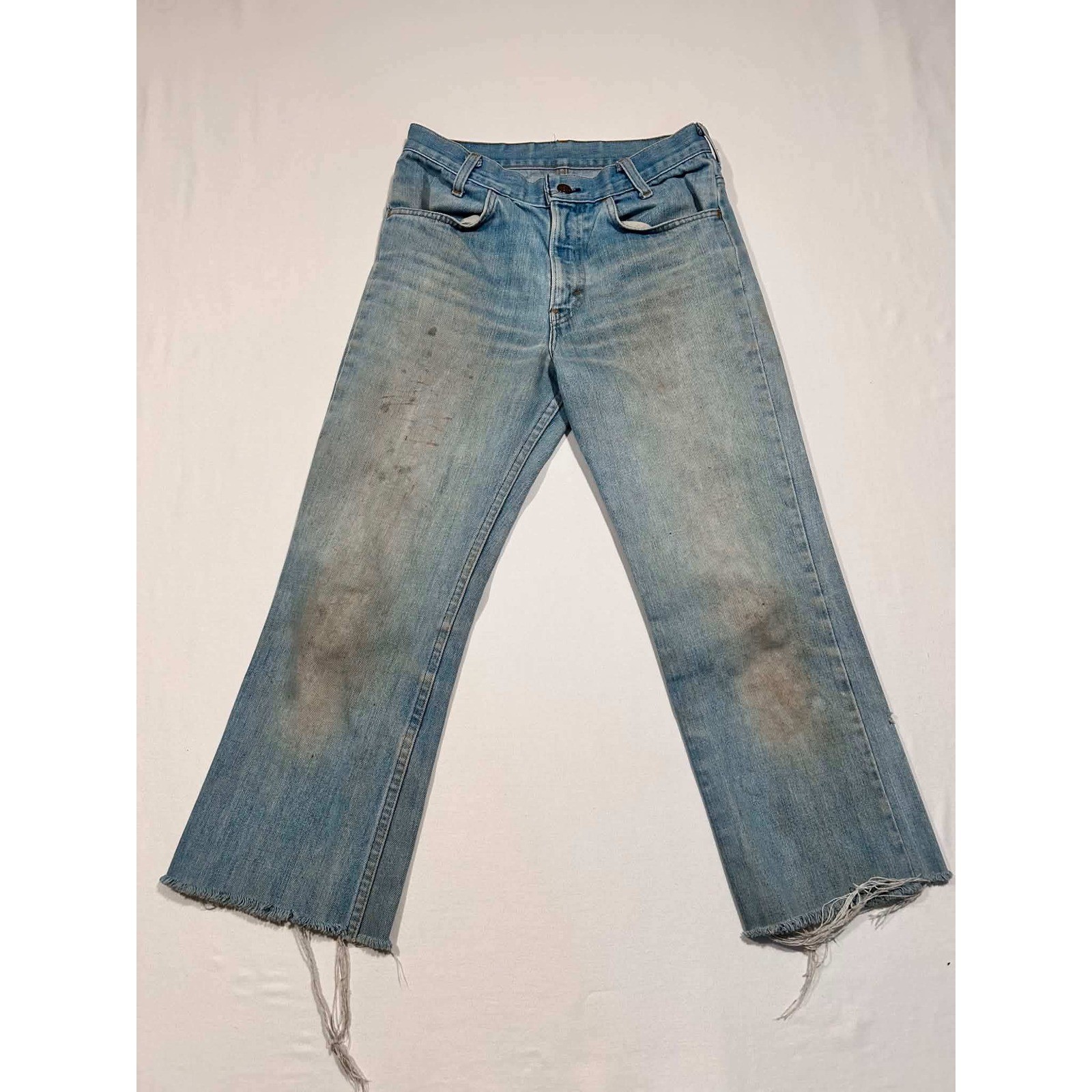 Vintage Levis 746 Bell Bottom Jeans Light Wash Distressed Flare W27 L23 70s 80s