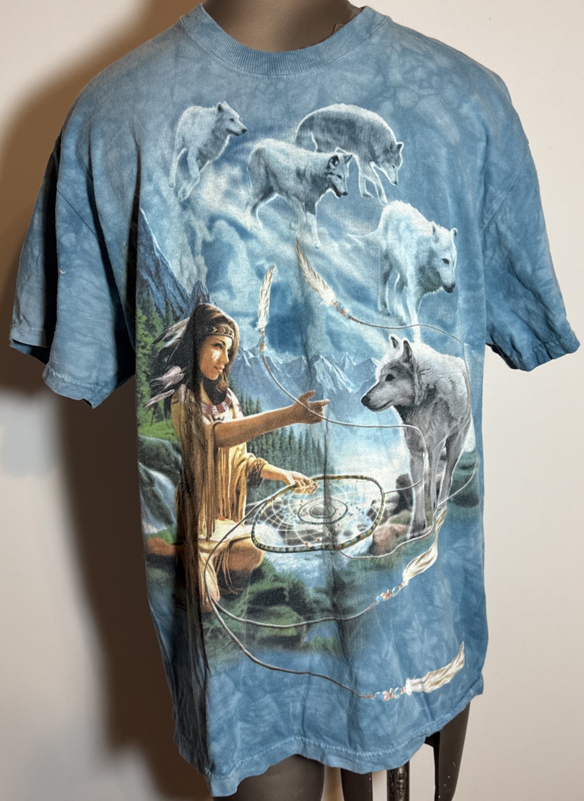 Vintage The Mountain T Shirt M Medium Wolf Native America Dream Catcher 2001 Men