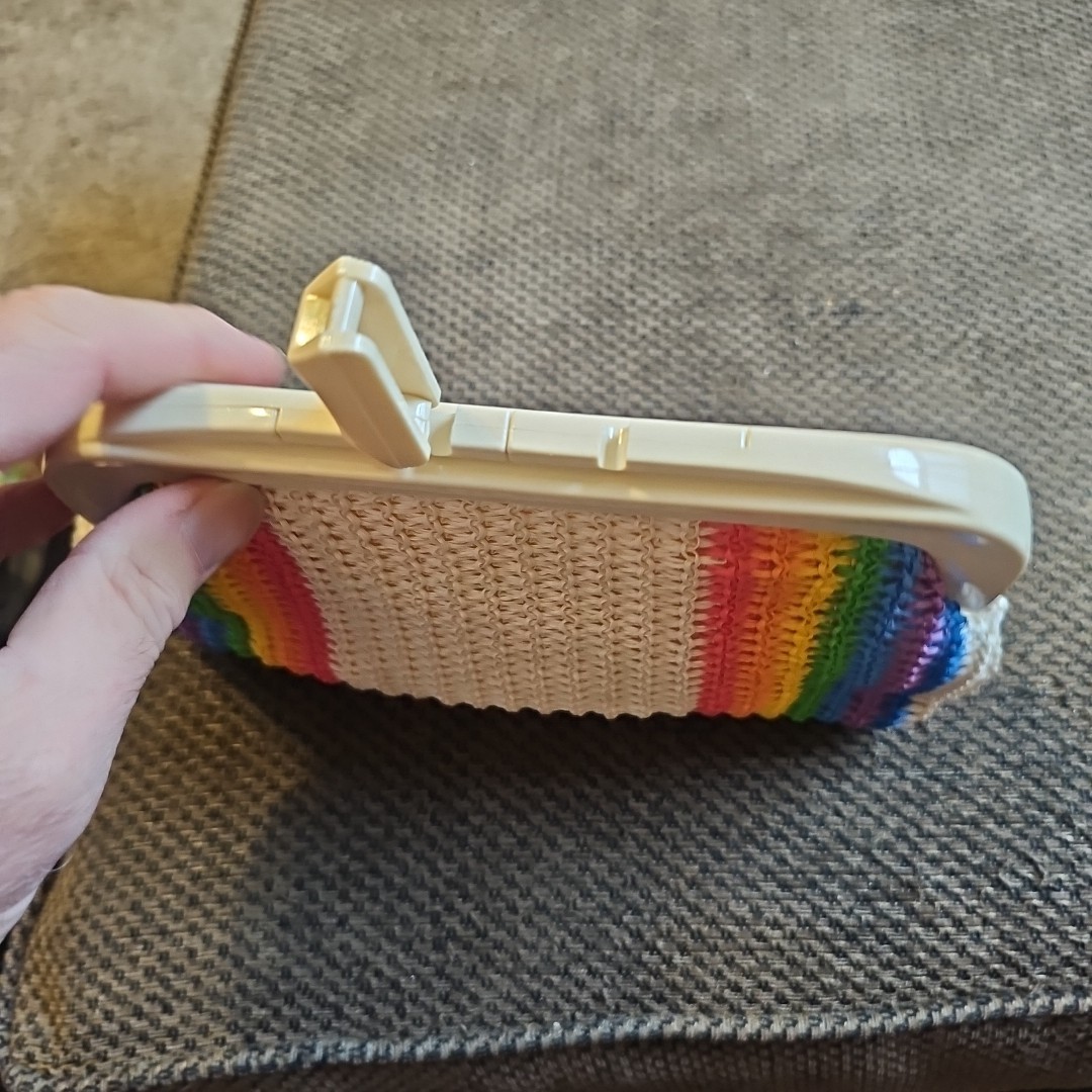 Vintage MCI Rainbow Woven Plastic Clutch Purse Bag Retro 70s 80s Hong Kong 11×8″