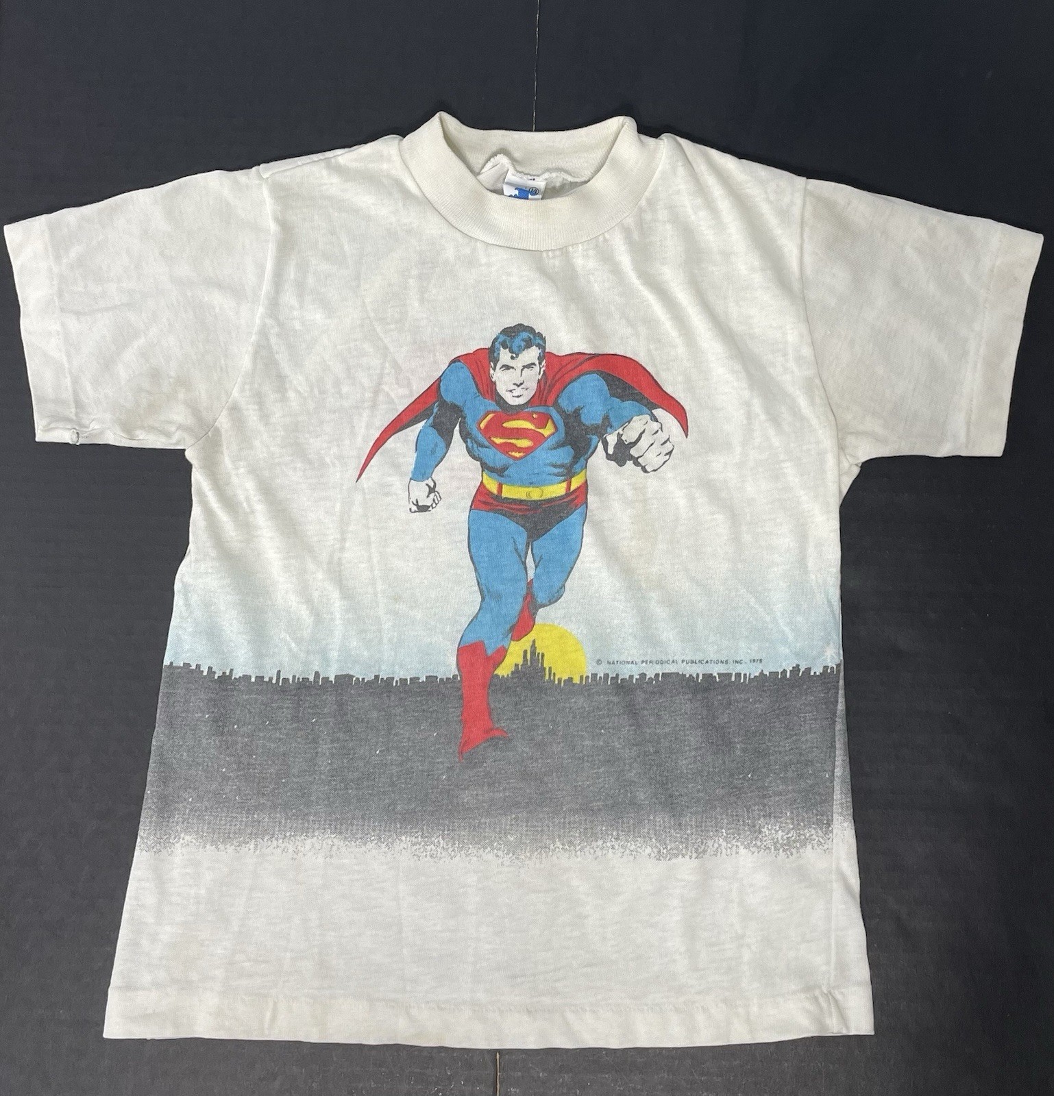 Vintage RARE 1975 Superman 2 Sided Toddler Kids Shirt Size 14- Made In USA