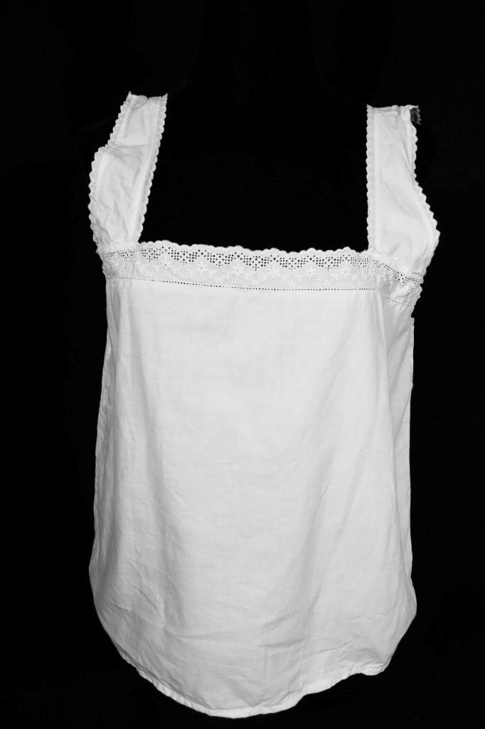Antique French Edwardian White Cotton Camisole 34″ Bust Medium Exc Condition