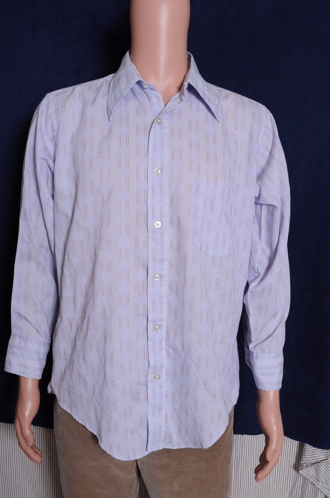 VTG ’60s Norris atomic print button down long sleeve gray with burgandy shirt L