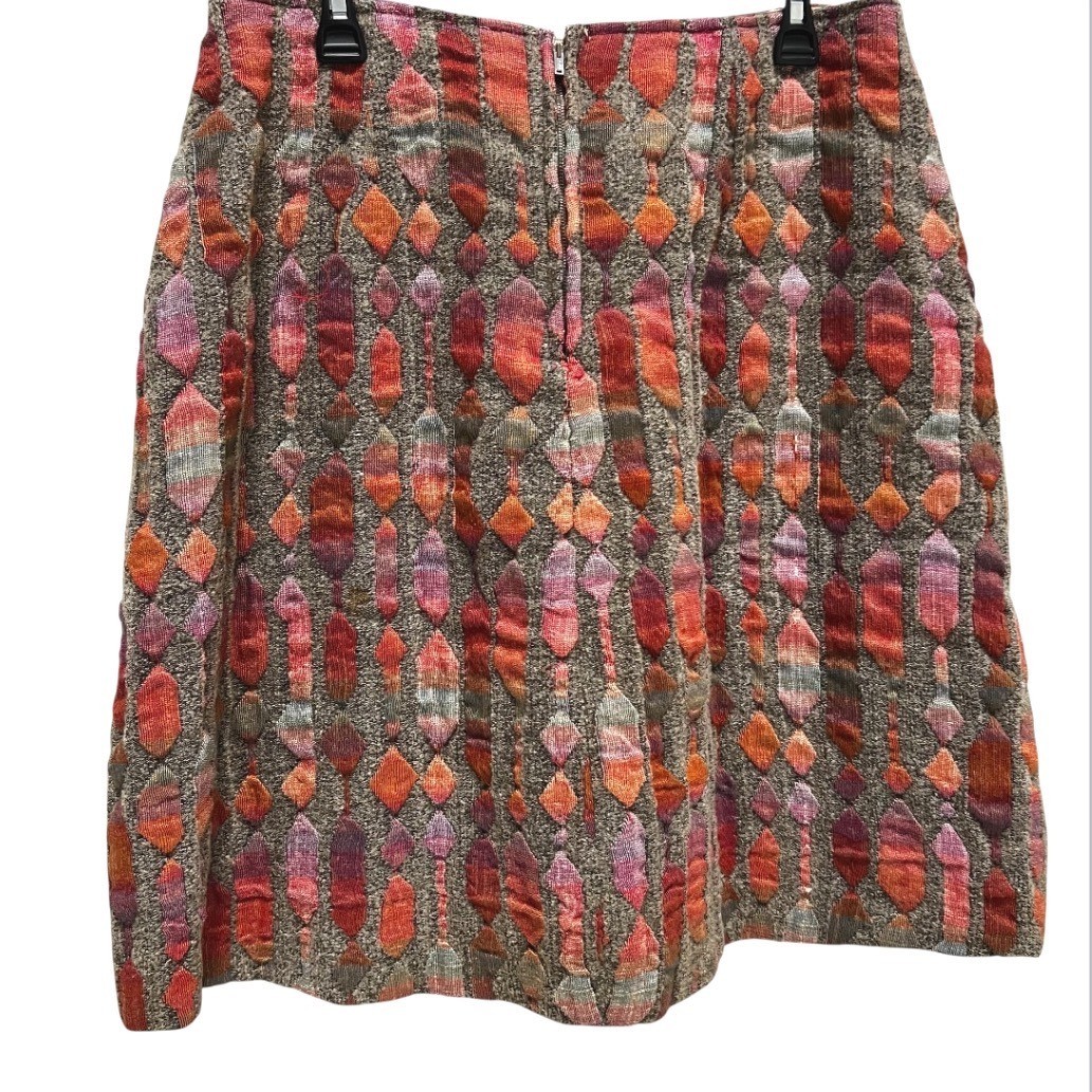 Vtg 60s Handmade Tapestry Skirt MCM Mod Atomic Diamond Brocade Pink Lining Large