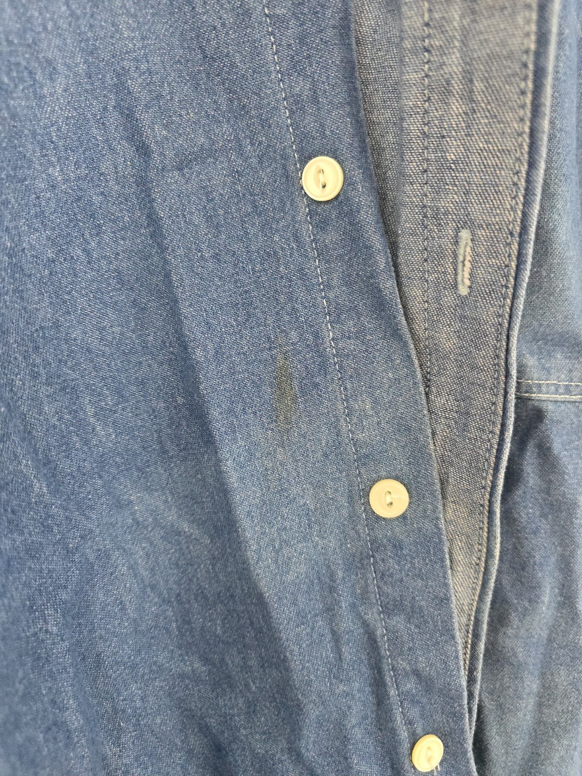 Vintage Polo Ralph Lauren Mens Button Down Denim Shirt Distressed Workwear