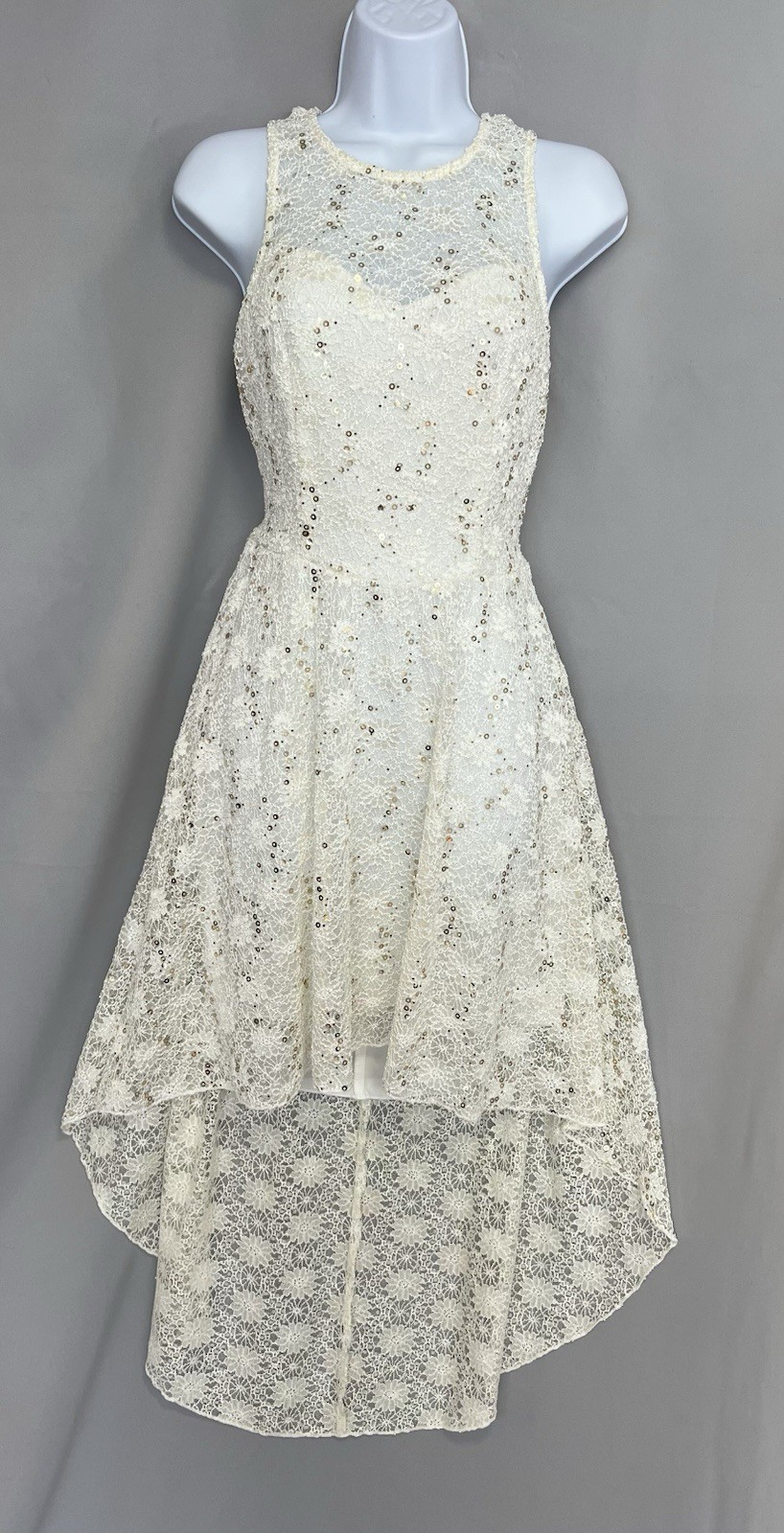 VTG B. Darlin Womens 7/8 High Low Prom Evening Dress Sequin Y2K Made USA
