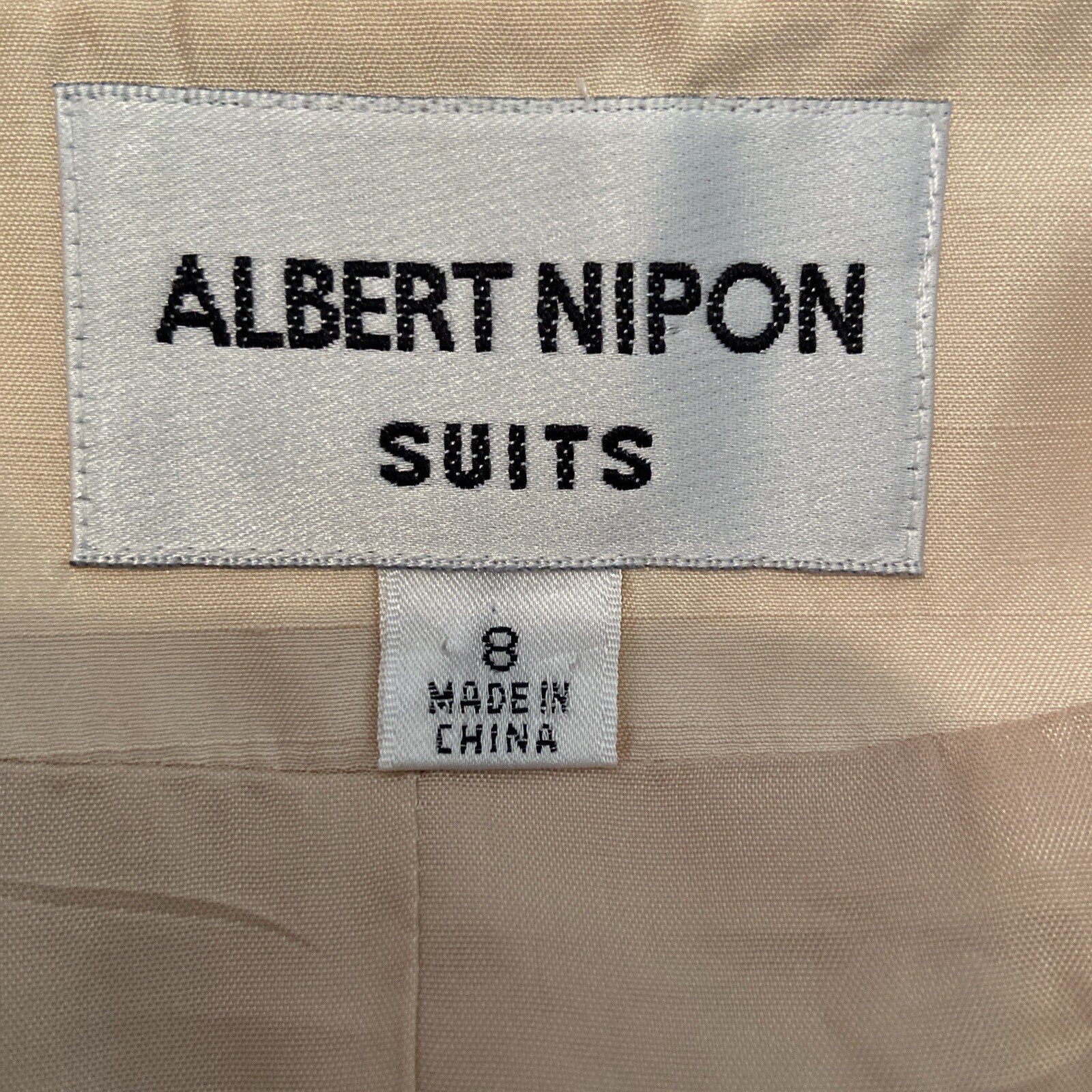 Vtg ALBERT NIPON Classic 100% Silk 2 Pc Skirt Suit Blush Color Lined EUC Sz 8