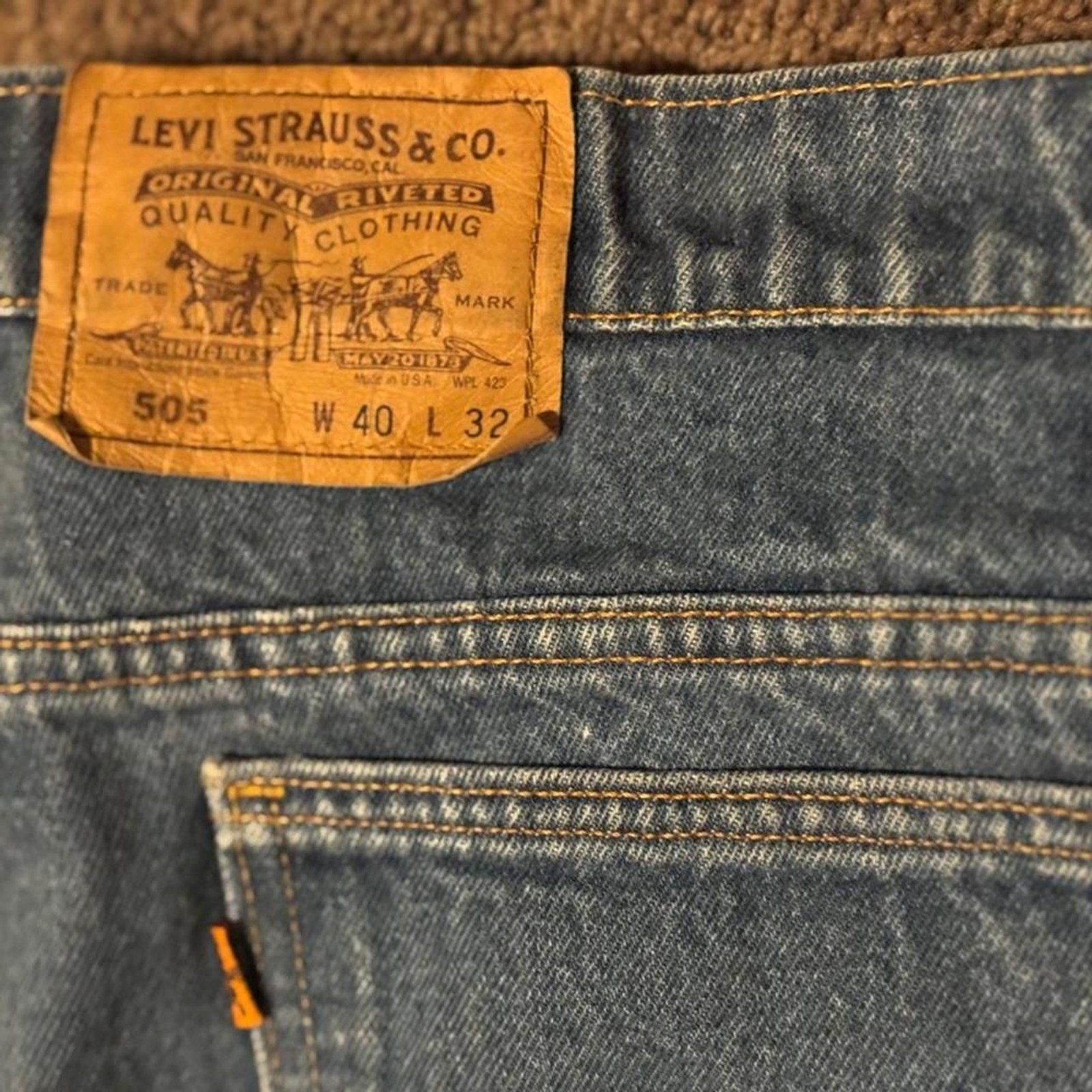 Vintage 1992 Levi’s 505 Orange Tab Jeans Made in USA 40×32