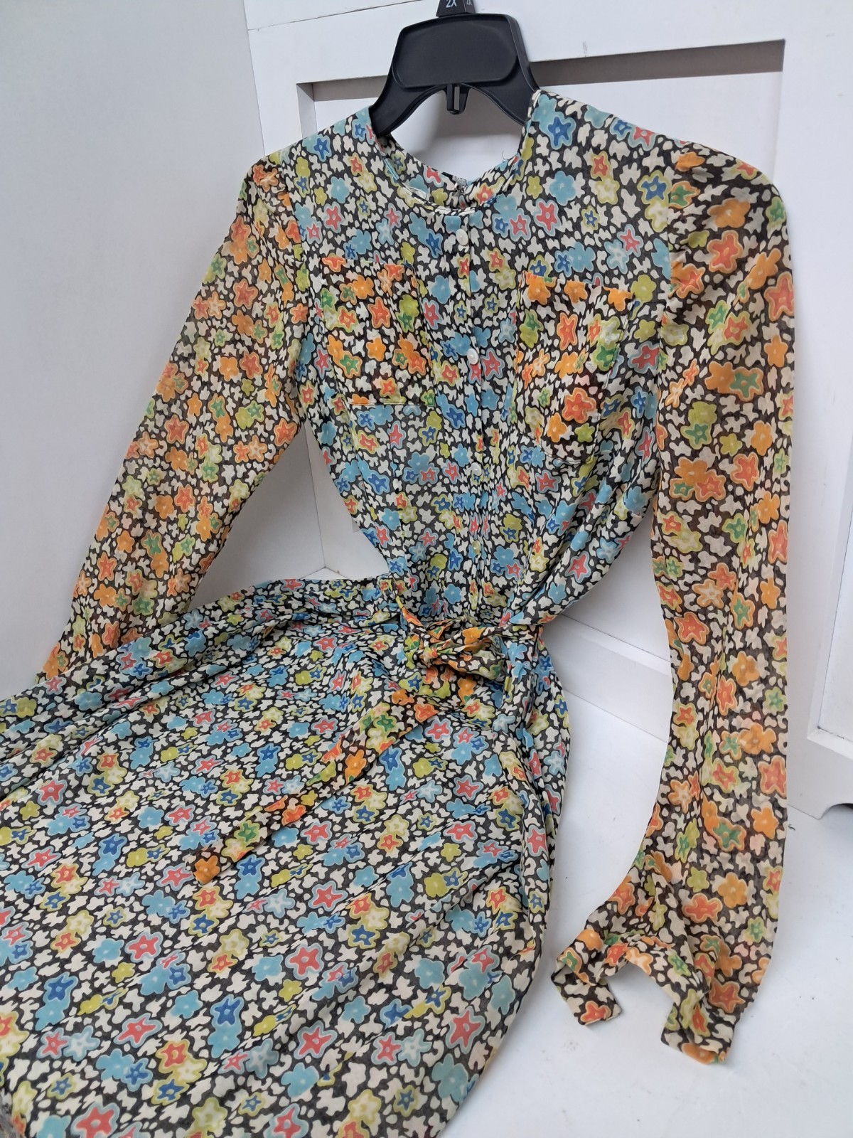 Vintage John Meyer Of Norwich Lined longsleeve Maxi Dress Size 12