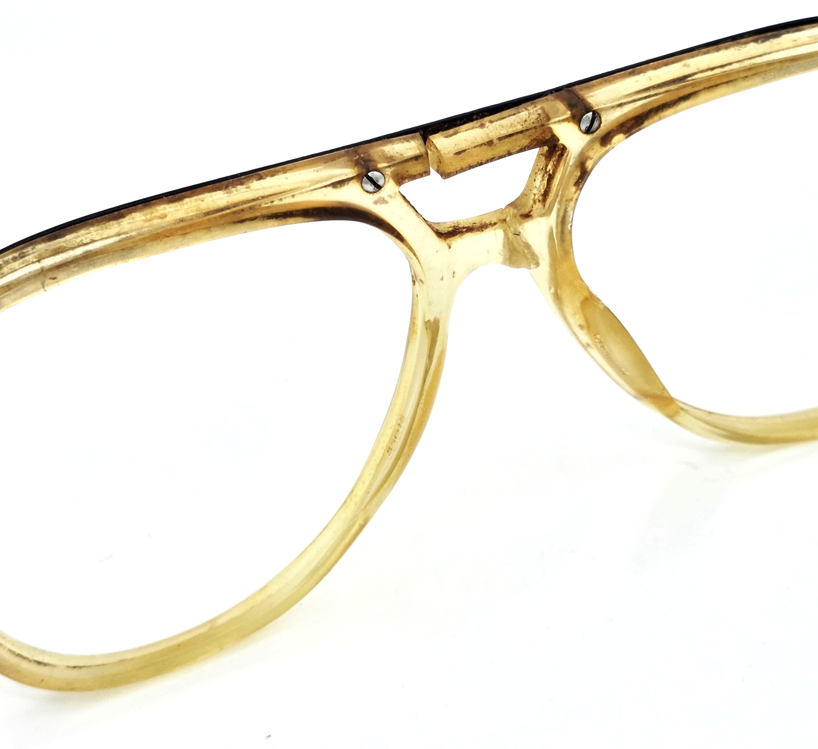 Vintage AO Aviator Pilot Retro Safety Eyeglasses Frames USA Amber 145 (Lot#202)