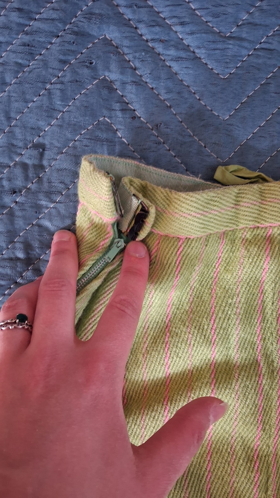 1950s Vintage Cigarette Pants, Green And Pink Striped Woven Sz 10 Fontana Italy