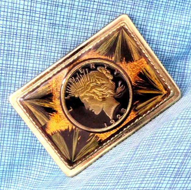 1923 Liberty Dollar Belt Buckle Handcrafted Inlay Vtg Beaver Buckle Co .TAZ772